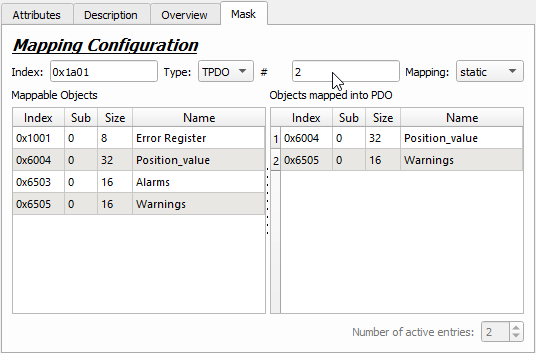 Screenshot CDD PDO Mapping Mask