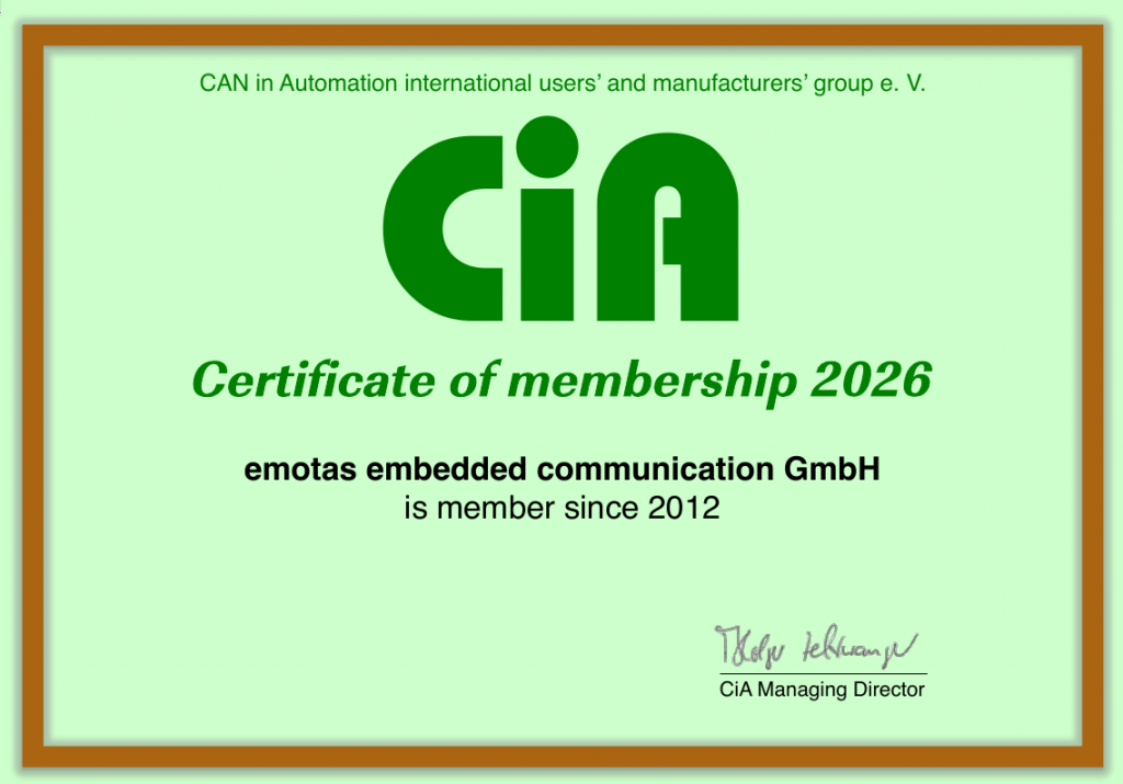 emotas aktiv im CAN in Automation e.V.