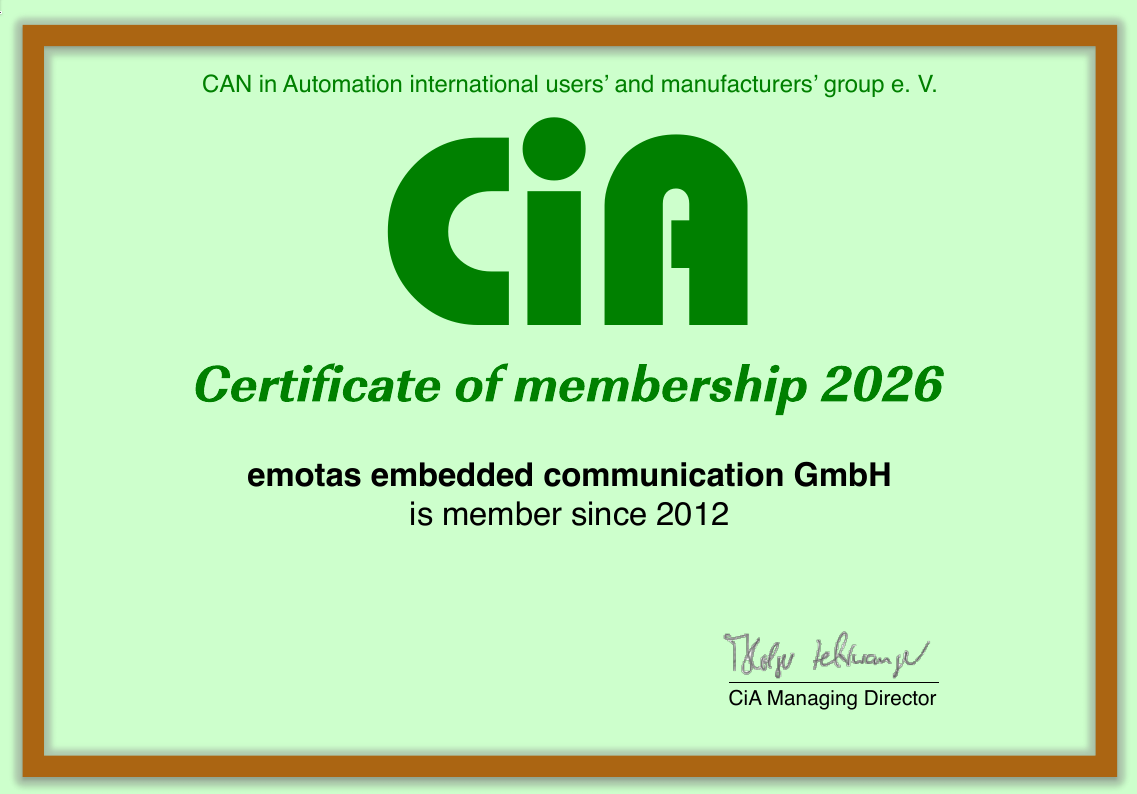 emotas aktiv im CAN in Automation e.V.